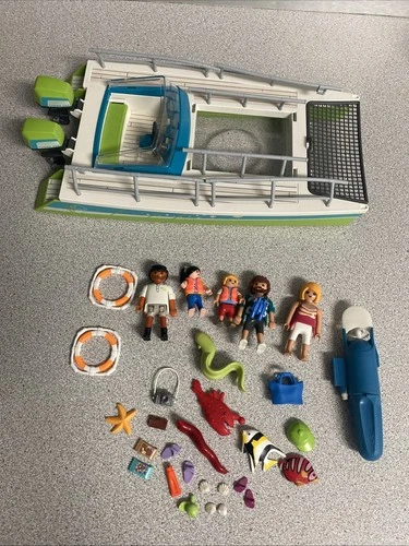 Vintage Playmobil 9233 Glass-Bottom Boat 99% Complete Set w/Instructions Manual