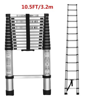 Aluminum Telescopic Extension Ladder  Multi Purpose Folding Non-Slip 10.5-14.5FT