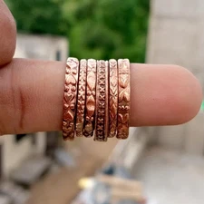 100% Pure Copper Ring, Hammered Copper Ring, Partywear Ring, Set Of 6 , All Size