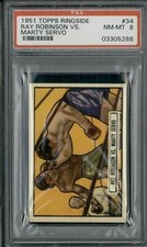 1951 Topps Ringside #34 Ray Robinson Vs. Marty Servo - PSA 8