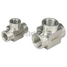 High Pressure 1/8"-1" NPT BSP Female 304 Stainless Tee 3 Ways Pipe Fitting Gas