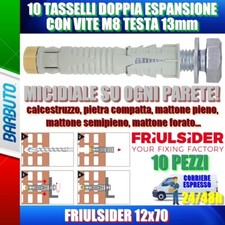 10 PEZZI TASSELLI DOPPIA ESPANSIONE CON VITE M8 TESTA 13mm FRIULSIDER 12X70