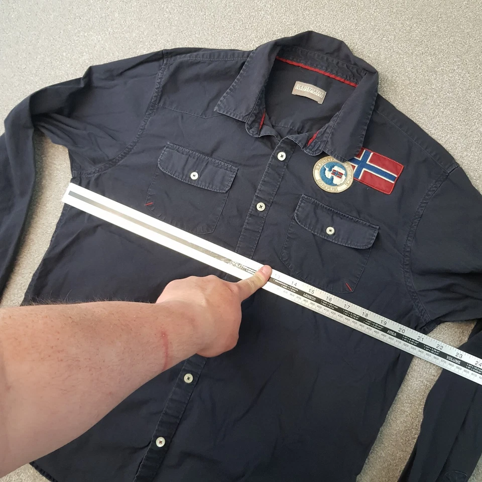 Camisa Napapijri Para Hombres XL Azul Marino Bolsillo Utilitario Exterior Técnico Táctico Bandera Foto 4 de 4