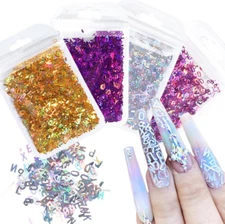 A-Z Word Letter Alphabet Holographic Nail Art Glitter Slime Sequins 3g