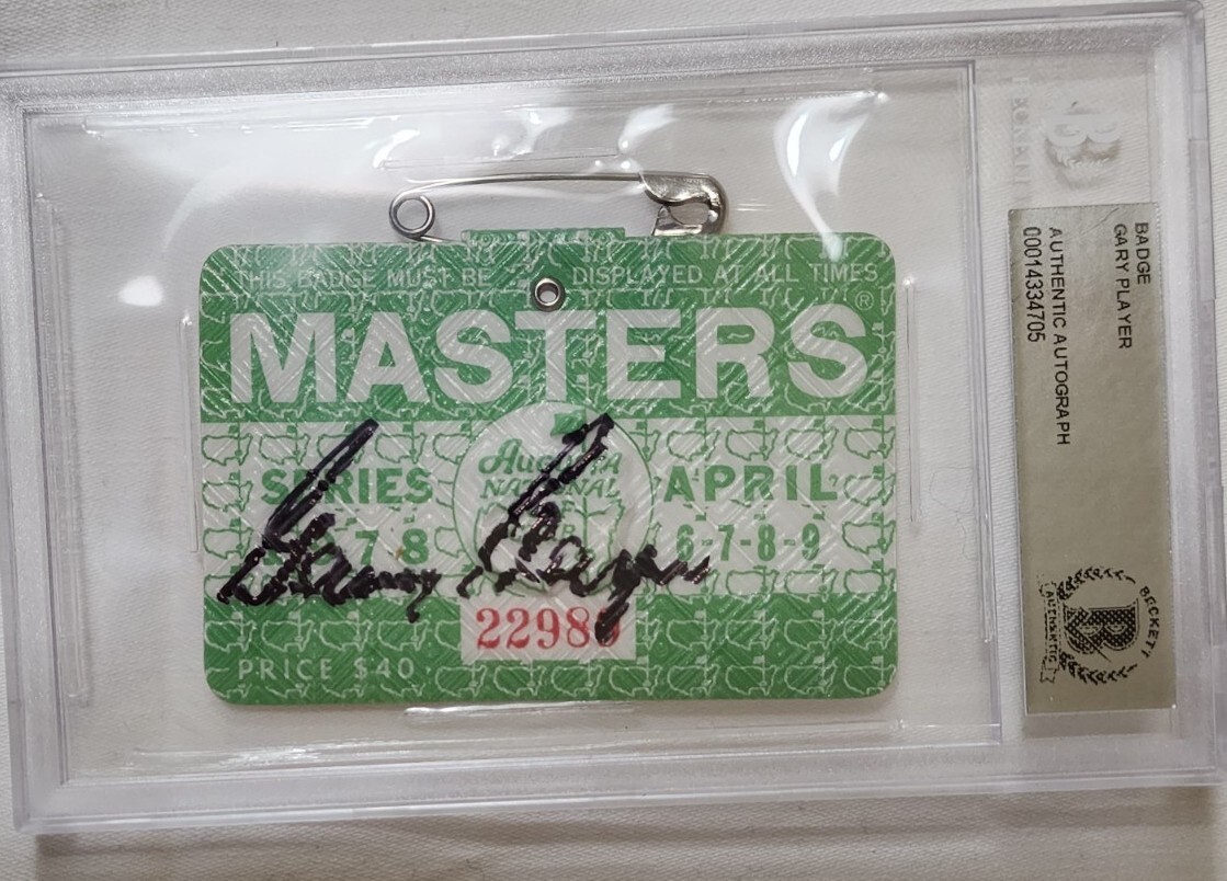 Gary Player Autographed Signed 1978 Masters Augusta Golf Club Badge Autograghed Slab low 