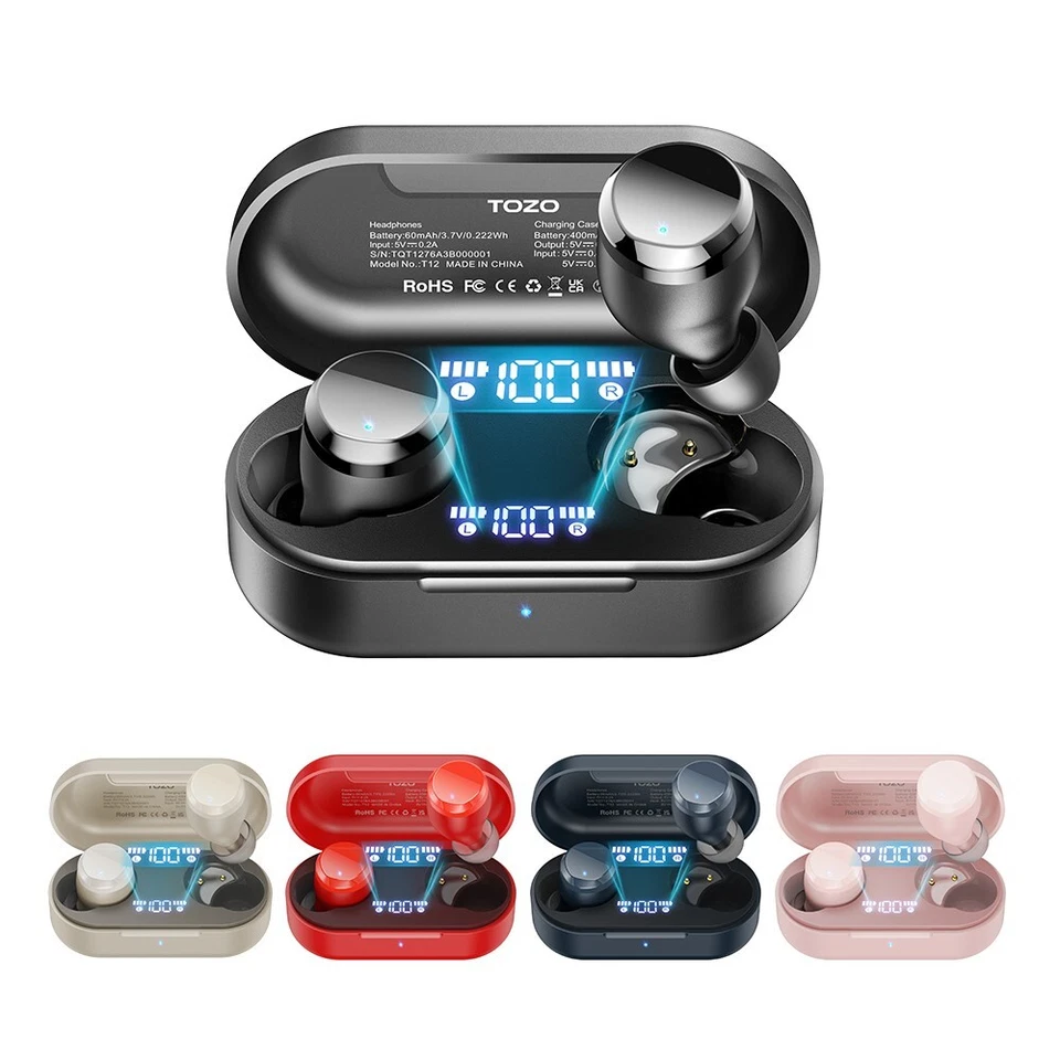 TOZO T12 Bluetooth 5.3 Kopfhörer ENC Geräuschunterdrückung Ohrhörer IPX8