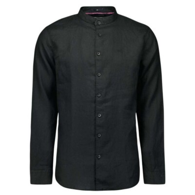 No Excess Herren Leinenhemd Regular Fit schwarz 23470214SN 020 black