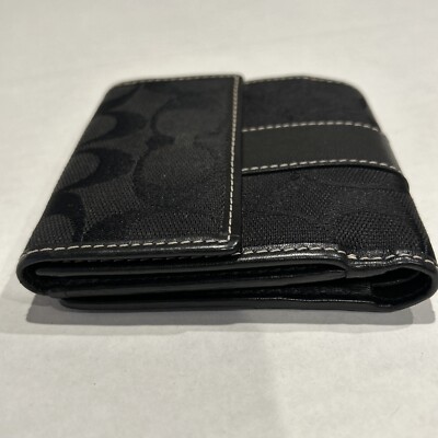 Coach Wallet Bi-fold Signature C Canvas black Leather Stripe  display picture 1
