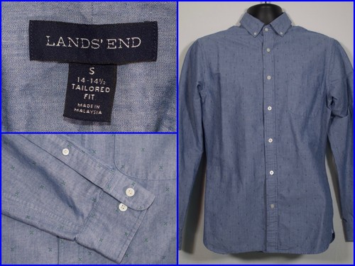 Lands End Sail Rigger Oxford Blue Dobby 