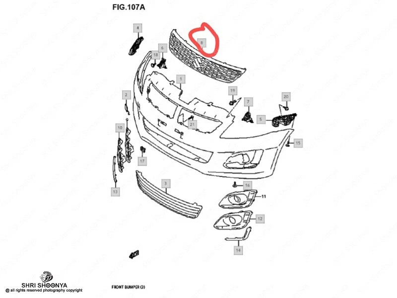 Genuine New Front Upper Grill 71741M83P00-5PK For Suzuki Swift 2014-2017 OEM - Imagem 2 de 4