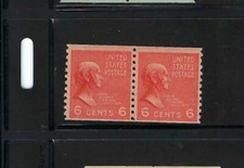 US Scott #846, Coil Pair 1939 John Quincy Adams 6c 