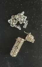 925 Sterling Silver Cylinder Locket Pendant Prayer Memory Box With Stones