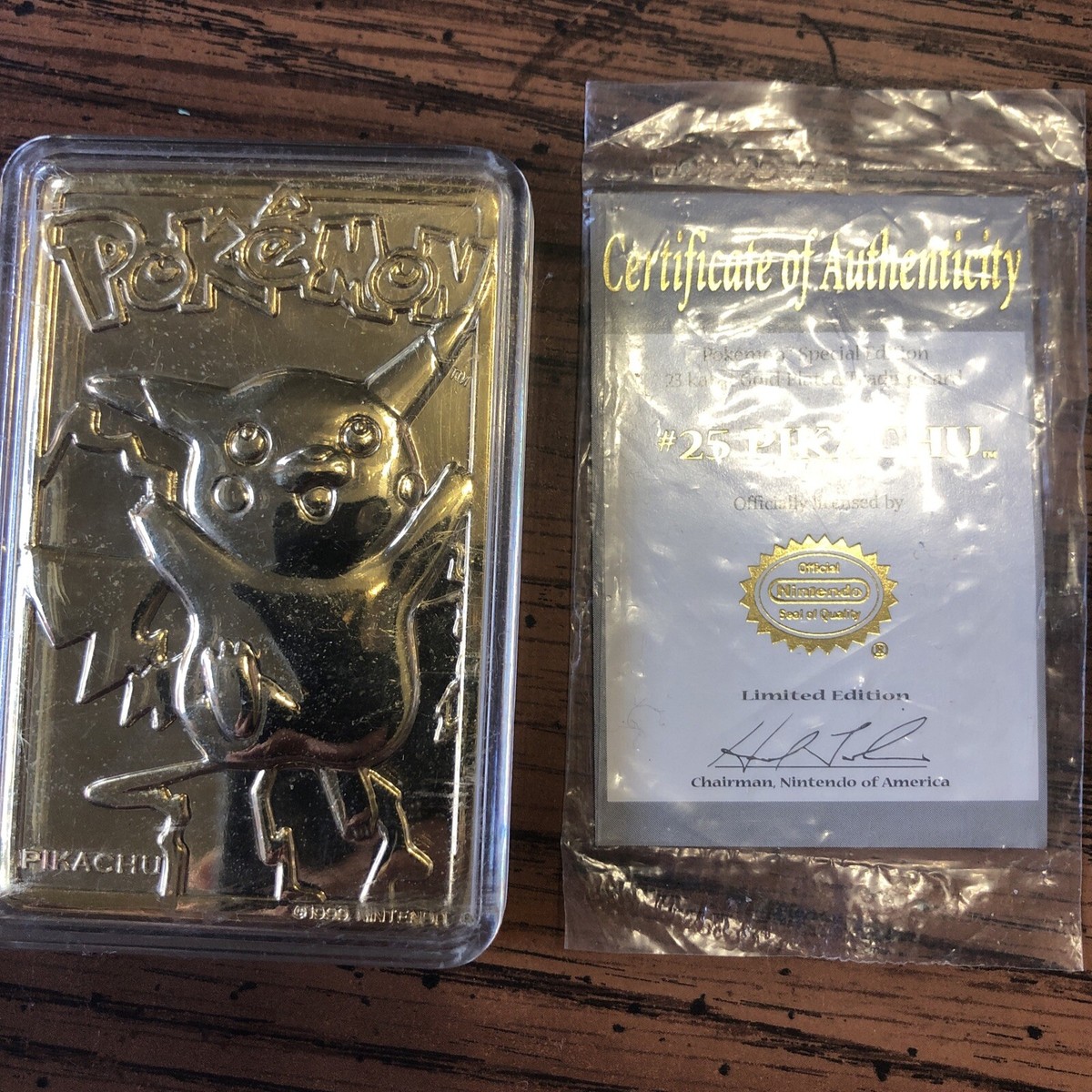 Pikachu 1999 Pokemon 23K Gold-Plated Burger King Nintendo Promo
