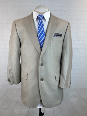 Jos. A. Bank Men s Blazer 41R Brown Beige Cotton Silk Two Buttons Possibly New