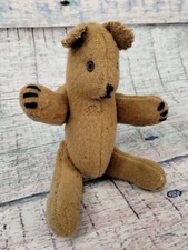 Vintage Golden Felt Articulated Jointed Teddy Bear Worn Felt 8"