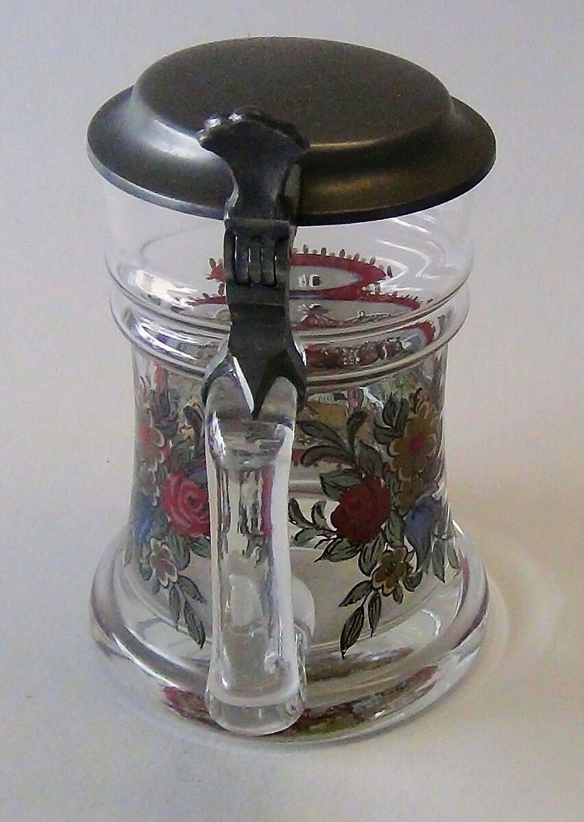 Vintage Hand Painted Crystal Mug w/ Pewter Top - circa 1980 Vintage Hand Painted Crystal Mug w/ Pewter Top - circa 1980