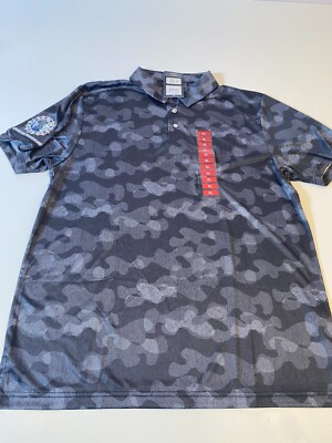 PGA Tour Golf Shirt Short Sleeve Polo Men's XL Caviar Gray AOP Preformance NWT