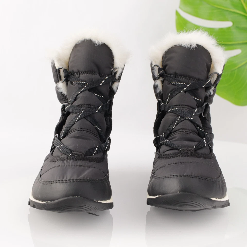 Sorel Womens Whitney Boot Size 8.5 Black Nylon Quilted Lace Up Bootie Waterproof - Image 2 of 4