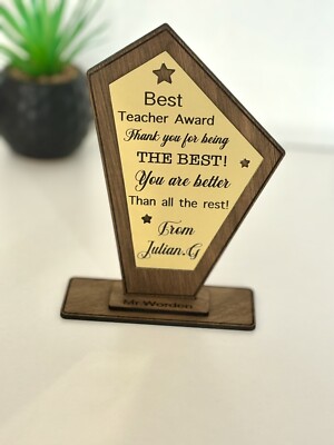 Personalisiertes Lehrer Geschenk Holz Schulgartenabschluss, Lehrerpreis