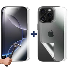 2 Set Tempered Glass Screen Protector for Apple iPhone 16 PRO Front + Film Back