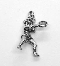 Tennis Player Female Girl Large Charm or Pendant STERLING SILVER