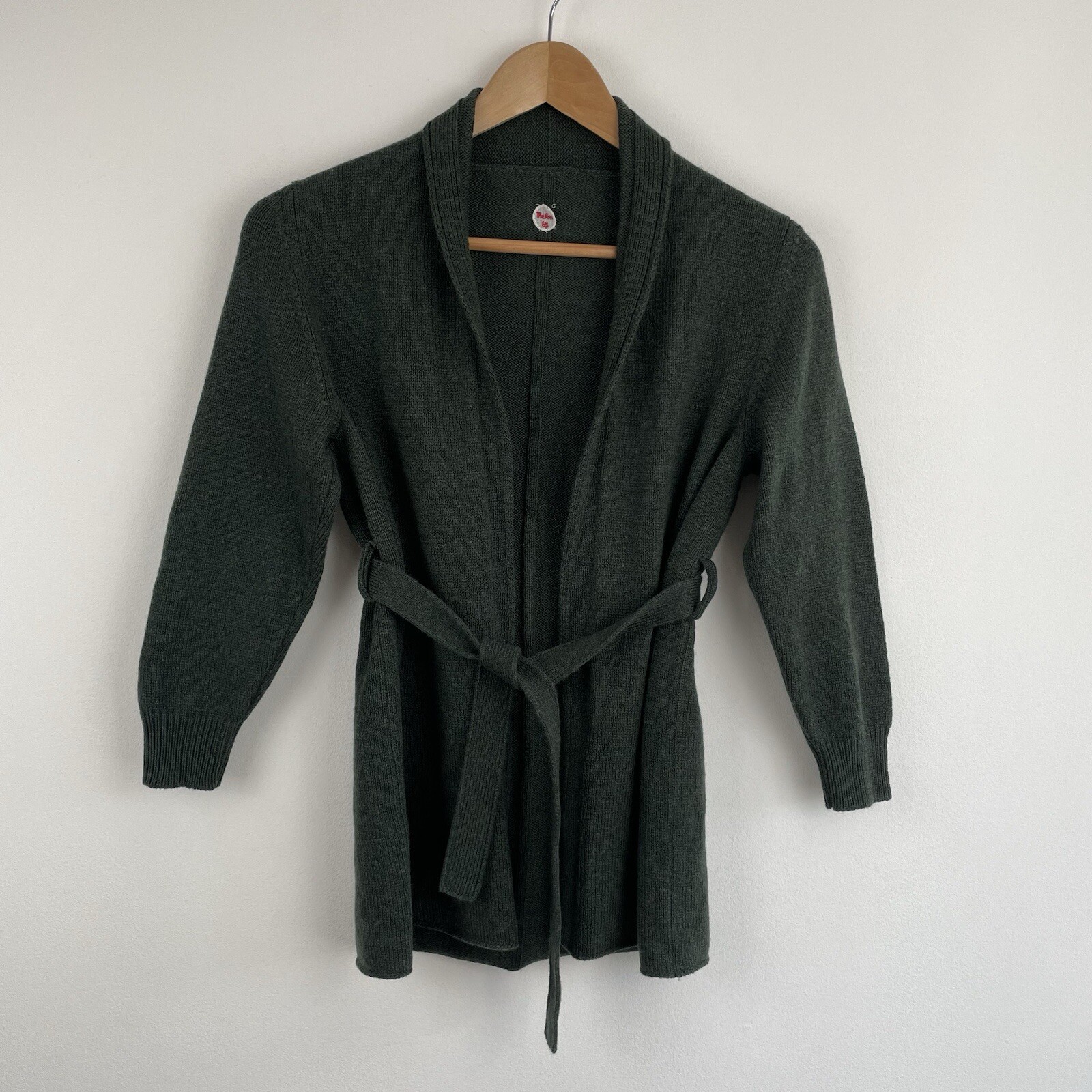 FILA Cardigan nuovo con etichette The Row 100% cashmere con cintura Huey Forrest verde bambini ragazze 6 anni