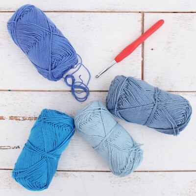 Threadart Crochet 100% Cotton Yarn Set | Summer Blues  #2 Yarn 165 yd skeins