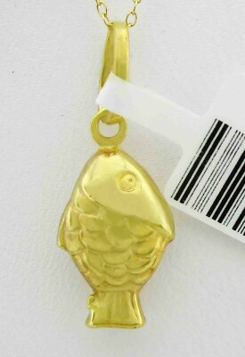 SOLID 3D FISH PENDANT 10K GOLD - New With Tag - Free Chain 