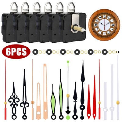6 PCS DIY Quartz Clock Movement Repair Kit with 6 Styles Hands Replacement Parts