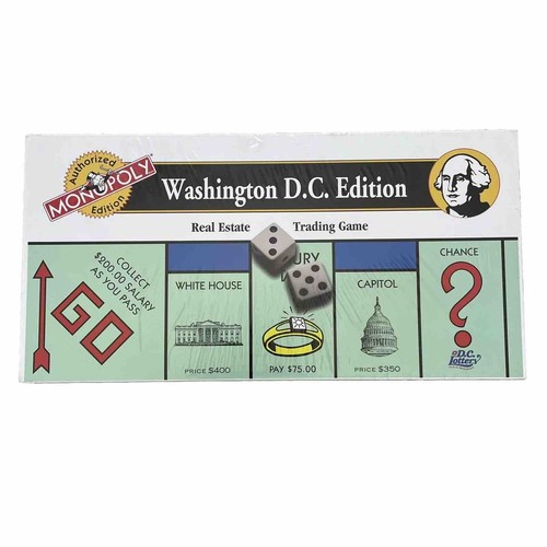 Gioco Vintage Monopoly Washington DC Edition Real Estate Trading 1995 Nuovo Sigillato