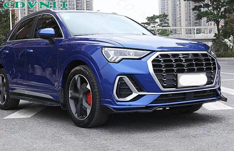 Kit de carrocería alerón labial parachoques delantero negro brillante para Audi Q3 Quattro 2019-24 tira Foto 4 de 4