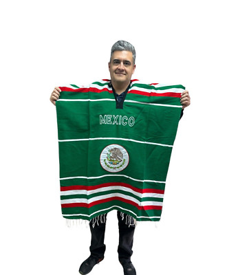 MEXICAN PONCHO , MEXICO , BANDERA DE MEXICO  , SARAPE PONCHO  , ONE SIZE , GREEN