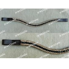 Stunning 5 Row Crystal Curved Leather Browband For Horse Bridle Tack In 4 Sizes