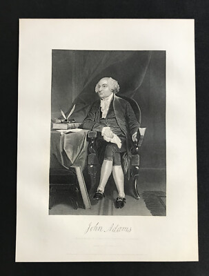 steel engraving Pres US 02 Adams John Cont Congress VP President #3 America 250