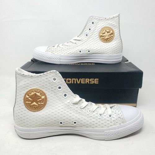 white and gold leather converse womens