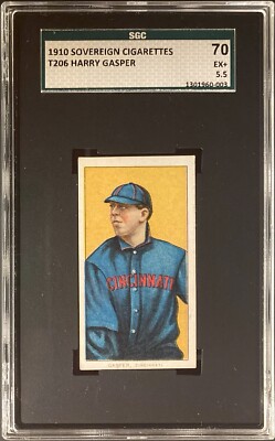 1910 Sovereign Cigarettes T206 Harry Gasper SGC 70 EX+ 5.5