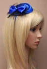 royal blue beautiful satin pillbox fascinator on an aliceband
