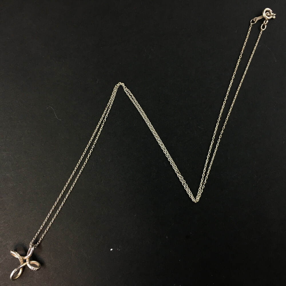 TIFFANY&CO. Silver 925 Peretti Infinity Cross Pendant Necklace/3AF0171