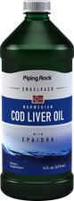 Cod Liver Oil Liquid  16 oz  with EPA and DHA  Non-GMO  by Piping Rock