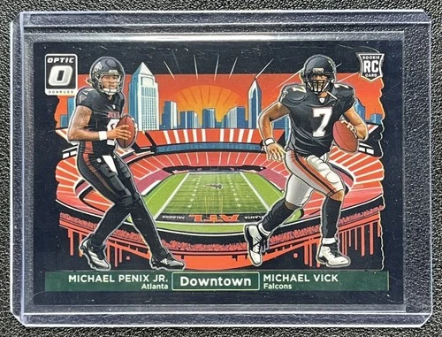 MICHAEL PENIX JR MIKE VICK 2024 DONRUSS OPTIC DOWNTOWN DUOS BLACK PANDORA RC /25