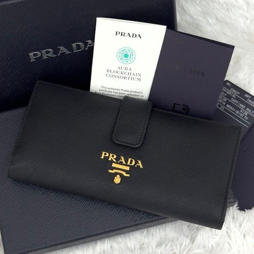 Prada Saffiano Wallet RFID Multi-Color Used Authentic