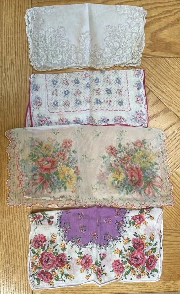 VINTAGE HANKIES HANDKERCHIEFS - LOT OF 16 - cloth tissues, reusable, antique - Image 3 of 4