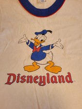 Vintage 80s Donald Duck Disneyland Ringer T-Shirt Character Fashions Children Lg