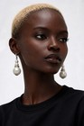Women Fashion Faux Silver Pearl Dangle Earrings  — photo 1