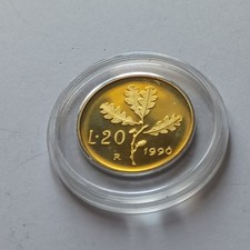 Repubblica Italiana 20 Lire Quercia Fondo A Specchio 1990 Non Comune Lotto 154
