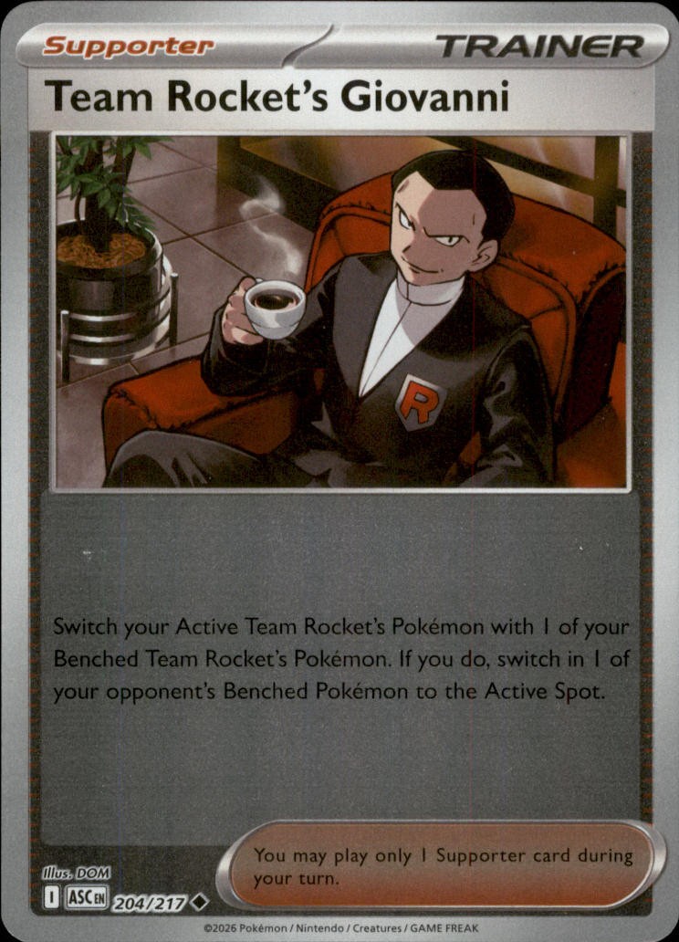 Team Rocket's Giovanni 204/217 ME: Ascended Heroes Reverse Holo Pokemon-EN NM
