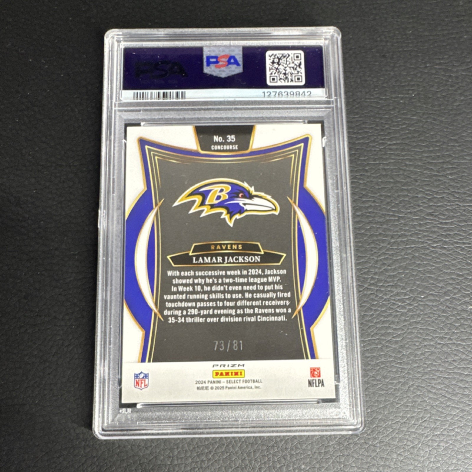 2024 Panini Select Concourse Lamar Jackson #35 Dragon Scale Prizm PSA 10  /81 view 2