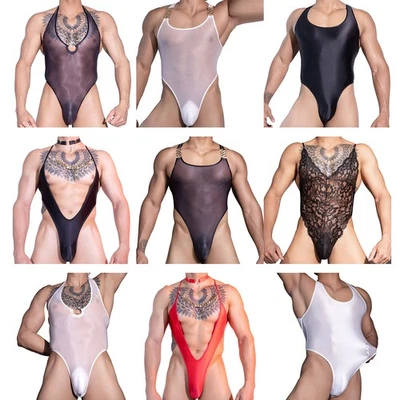 Herren Transparent Body Ärmellos Bodysuit Stringbody Catsuit Clubwear Unterwäsch - Bild 1 von 3