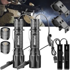2Pack Rechargeable LED Gun Flashlight Tactical Flashlights w/ Rail Mount Remote