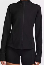 85 Women s Nike One Rib Dri-FIT Full Zip Black Training Jacket Thumb Hole Large